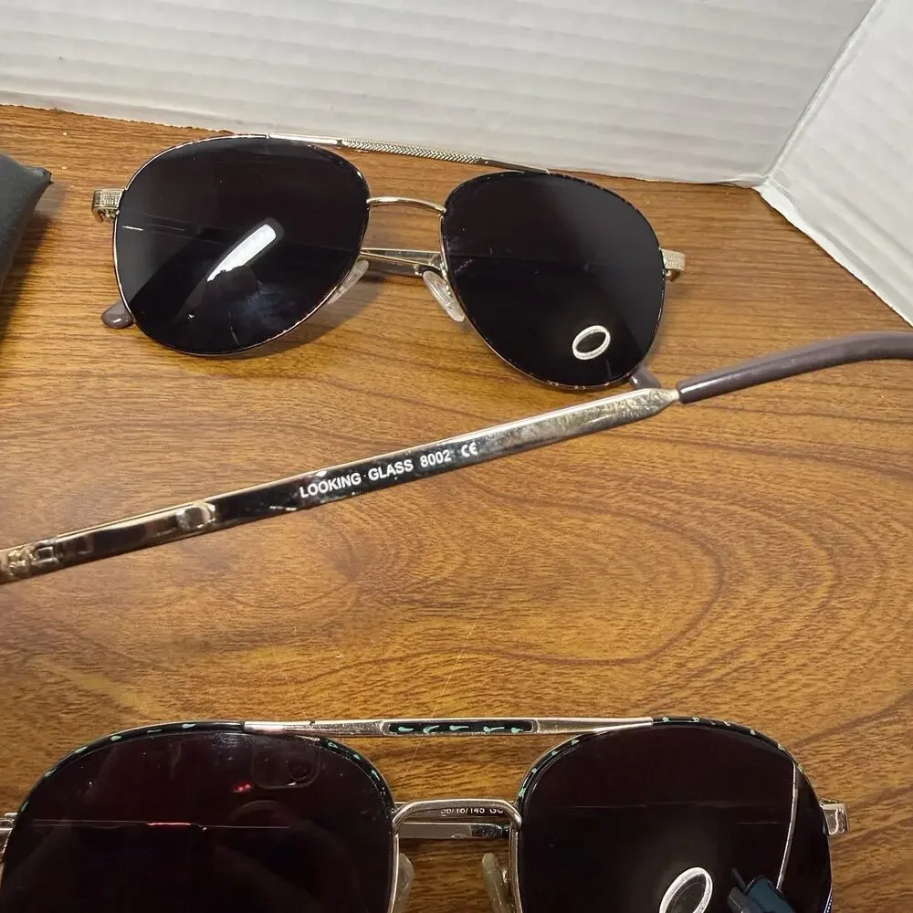 Looking Glass 8002 Lot Of 3 And Sunglasses Clip Full Rim Eyeglasses Frame & Case